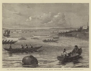 Die Östliche Frage, der abgesetzte Sultan Abd-ul-Aziz wird nach Top-Capou, Seraglio Point, gebracht